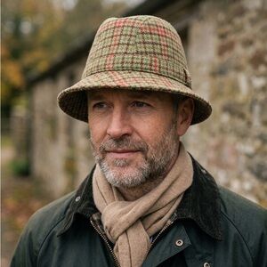 NEW Lrg Tweed Houndstooth Wool Brimmed Hat Size M ( 59cm)